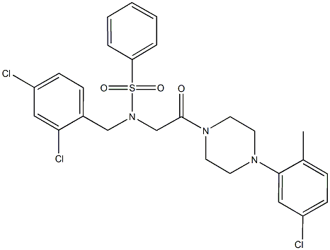 N-{2-[4-(5-chloro-2-methylphenyl)-1-piperazinyl]-2-oxoethyl}-N-(2,4-dichlorobenzyl)benzenesulfonamide 구조식 이미지