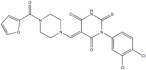 1-(3,4-dichlorophenyl)-5-{[4-(2-furoyl)-1-piperazinyl]methylene}-2-thioxodihydro-4,6(1H,5H)-pyrimidinedione 구조식 이미지
