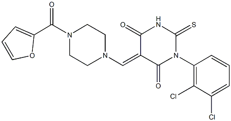 1-(2,3-dichlorophenyl)-5-{[4-(2-furoyl)-1-piperazinyl]methylene}-2-thioxodihydro-4,6(1H,5H)-pyrimidinedione 구조식 이미지