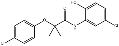 N-(5-chloro-2-hydroxyphenyl)-2-(4-chlorophenoxy)-2-methylpropanamide 구조식 이미지