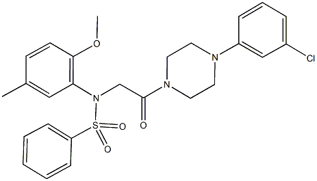 N-{2-[4-(3-chlorophenyl)-1-piperazinyl]-2-oxoethyl}-N-(2-methoxy-5-methylphenyl)benzenesulfonamide Structure