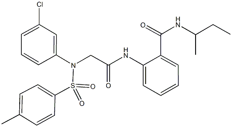 N-(sec-butyl)-2-[({3-chloro[(4-methylphenyl)sulfonyl]anilino}acetyl)amino]benzamide 구조식 이미지