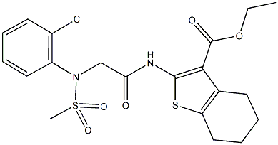 ethyl 2-({[2-chloro(methylsulfonyl)anilino]acetyl}amino)-4,5,6,7-tetrahydro-1-benzothiophene-3-carboxylate 구조식 이미지