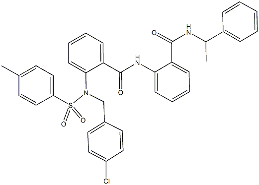2-{(4-chlorobenzyl)[(4-methylphenyl)sulfonyl]amino}-N-(2-{[(1-phenylethyl)amino]carbonyl}phenyl)benzamide Structure