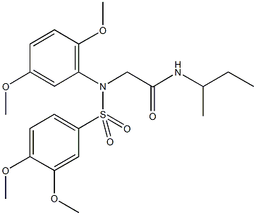 N-(sec-butyl)-2-{[(3,4-dimethoxyphenyl)sulfonyl]-2,5-dimethoxyanilino}acetamide 구조식 이미지