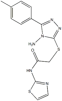 2-{[4-amino-5-(4-methylphenyl)-4H-1,2,4-triazol-3-yl]sulfanyl}-N-(1,3-thiazol-2-yl)acetamide 구조식 이미지