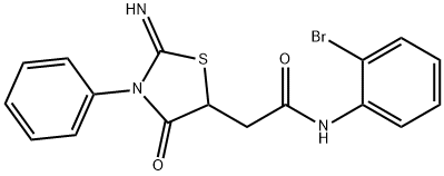 N-(2-bromophenyl)-2-(2-imino-4-oxo-3-phenyl-1,3-thiazolidin-5-yl)acetamide Structure