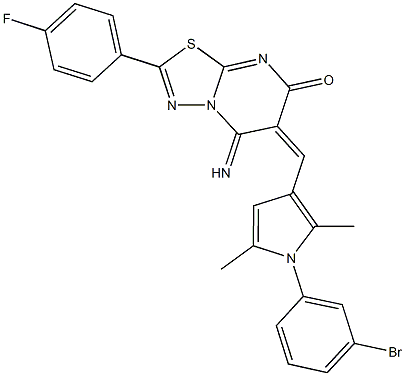 6-{[1-(3-bromophenyl)-2,5-dimethyl-1H-pyrrol-3-yl]methylene}-2-(4-fluorophenyl)-5-imino-5,6-dihydro-7H-[1,3,4]thiadiazolo[3,2-a]pyrimidin-7-one 구조식 이미지