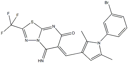 6-{[1-(3-bromophenyl)-2,5-dimethyl-1H-pyrrol-3-yl]methylene}-5-imino-2-(trifluoromethyl)-5,6-dihydro-7H-[1,3,4]thiadiazolo[3,2-a]pyrimidin-7-one Structure