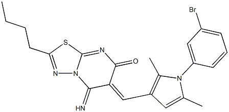 6-{[1-(3-bromophenyl)-2,5-dimethyl-1H-pyrrol-3-yl]methylene}-2-butyl-5-imino-5,6-dihydro-7H-[1,3,4]thiadiazolo[3,2-a]pyrimidin-7-one Structure
