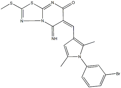 6-{[1-(3-bromophenyl)-2,5-dimethyl-1H-pyrrol-3-yl]methylene}-5-imino-2-(methylsulfanyl)-5,6-dihydro-7H-[1,3,4]thiadiazolo[3,2-a]pyrimidin-7-one Structure