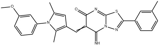 5-imino-6-{[1-(3-methoxyphenyl)-2,5-dimethyl-1H-pyrrol-3-yl]methylene}-2-(3-methylphenyl)-5,6-dihydro-7H-[1,3,4]thiadiazolo[3,2-a]pyrimidin-7-one 구조식 이미지