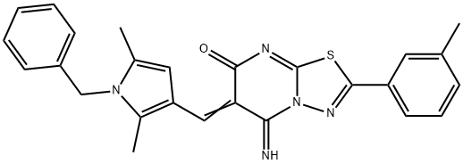 6-[(1-benzyl-2,5-dimethyl-1H-pyrrol-3-yl)methylene]-5-imino-2-(3-methylphenyl)-5,6-dihydro-7H-[1,3,4]thiadiazolo[3,2-a]pyrimidin-7-one Structure