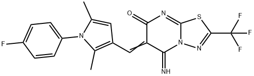 6-{[1-(4-fluorophenyl)-2,5-dimethyl-1H-pyrrol-3-yl]methylene}-5-imino-2-(trifluoromethyl)-5,6-dihydro-7H-[1,3,4]thiadiazolo[3,2-a]pyrimidin-7-one Structure