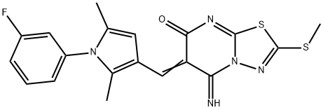 6-{[1-(3-fluorophenyl)-2,5-dimethyl-1H-pyrrol-3-yl]methylene}-5-imino-2-(methylsulfanyl)-5,6-dihydro-7H-[1,3,4]thiadiazolo[3,2-a]pyrimidin-7-one Structure