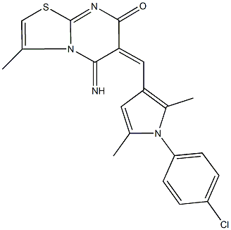 6-{[1-(4-chlorophenyl)-2,5-dimethyl-1H-pyrrol-3-yl]methylene}-5-imino-3-methyl-5,6-dihydro-7H-[1,3]thiazolo[3,2-a]pyrimidin-7-one Structure