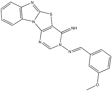 N-(4-iminopyrimido[4',5':4,5][1,3]thiazolo[3,2-a]benzimidazol-3(4H)-yl)-N-(3-methoxybenzylidene)amine 구조식 이미지