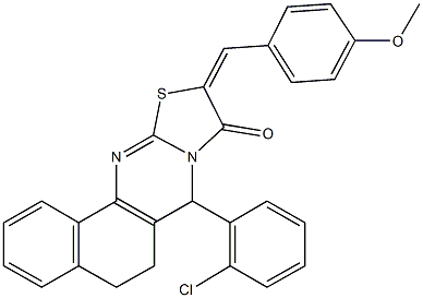 7-(2-chlorophenyl)-10-(4-methoxybenzylidene)-5,7-dihydro-6H-benzo[h][1,3]thiazolo[2,3-b]quinazolin-9(10H)-one Structure