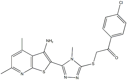 2-{[5-(3-amino-4,6-dimethylthieno[2,3-b]pyridin-2-yl)-4-methyl-4H-1,2,4-triazol-3-yl]sulfanyl}-1-(4-chlorophenyl)ethanone 구조식 이미지