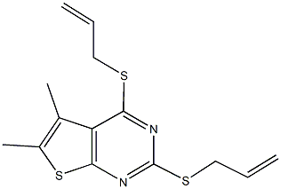 2,4-bis(allylsulfanyl)-5,6-dimethylthieno[2,3-d]pyrimidine Structure