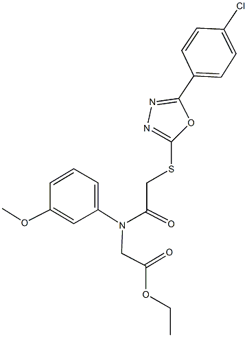 ethyl [({[5-(4-chlorophenyl)-1,3,4-oxadiazol-2-yl]sulfanyl}acetyl)-3-methoxyanilino]acetate Structure