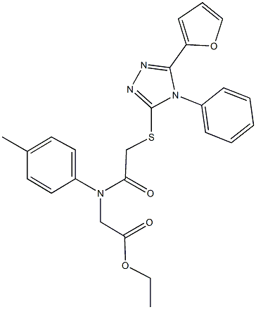 ethyl [({[5-(2-furyl)-4-phenyl-4H-1,2,4-triazol-3-yl]sulfanyl}acetyl)-4-methylanilino]acetate Structure