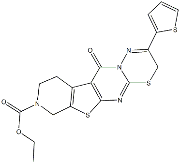 ethyl 11-oxo-2-(2-thienyl)-9,10-dihydro-3H,11H-pyrido[4'',3'':4',5']thieno[2',3':4,5]pyrimido[2,1-b][1,3,4]thiadiazine-8(7H)-carboxylate 구조식 이미지