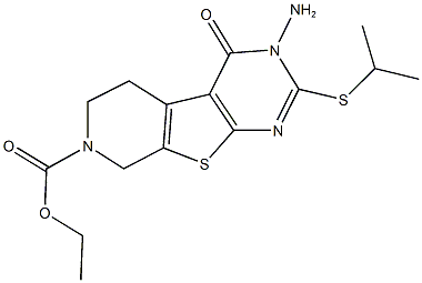 ethyl 3-amino-2-(isopropylsulfanyl)-4-oxo-3,5,6,8-tetrahydropyrido[4',3':4,5]thieno[2,3-d]pyrimidine-7(4H)-carboxylate Structure