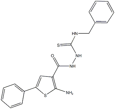 2-[(2-amino-5-phenyl-3-thienyl)carbonyl]-N-benzylhydrazinecarbothioamide 구조식 이미지