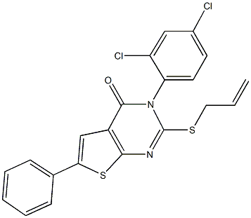 2-(allylsulfanyl)-3-(2,4-dichlorophenyl)-6-phenylthieno[2,3-d]pyrimidin-4(3H)-one 구조식 이미지