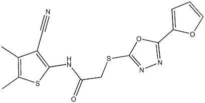 N-(3-cyano-4,5-dimethyl-2-thienyl)-2-{[5-(2-furyl)-1,3,4-oxadiazol-2-yl]sulfanyl}acetamide Structure