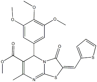 methyl 7-methyl-3-oxo-2-(2-thienylmethylene)-5-(3,4,5-trimethoxyphenyl)-2,3-dihydro-5H-[1,3]thiazolo[3,2-a]pyrimidine-6-carboxylate 구조식 이미지