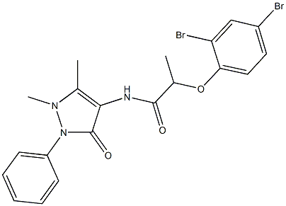 2-(2,4-dibromophenoxy)-N-(1,5-dimethyl-3-oxo-2-phenyl-2,3-dihydro-1H-pyrazol-4-yl)propanamide 구조식 이미지