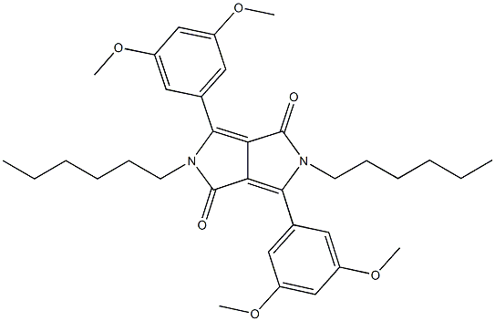 3,6-bis(3,5-dimethoxyphenyl)-2,5-dihexyl-2,5-dihydropyrrolo[3,4-c]pyrrole-1,4-dione Structure