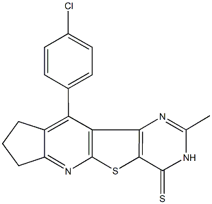 10-(4-chlorophenyl)-2-methyl-8,9-dihydro-3H-cyclopenta[5',6']pyrido[3',2':4,5]thieno[3,2-d]pyrimidine-4(7H)-thione 구조식 이미지