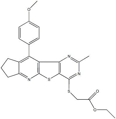 ethyl {[10-(4-methoxyphenyl)-2-methyl-8,9-dihydro-7H-cyclopenta[5',6']pyrido[3',2':4,5]thieno[3,2-d]pyrimidin-4-yl]sulfanyl}acetate 구조식 이미지
