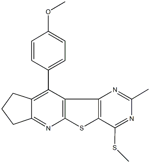 methyl 4-[2-methyl-4-(methylsulfanyl)-8,9-dihydro-7H-cyclopenta[5',6']pyrido[3',2':4,5]thieno[3,2-d]pyrimidin-10-yl]phenyl ether Structure