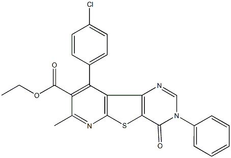 ethyl 9-(4-chlorophenyl)-7-methyl-4-oxo-3-phenyl-3,4-dihydropyrido[3',2':4,5]thieno[3,2-d]pyrimidine-8-carboxylate Structure