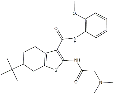 6-tert-butyl-2-{[(dimethylamino)acetyl]amino}-N-(2-methoxyphenyl)-4,5,6,7-tetrahydro-1-benzothiophene-3-carboxamide 구조식 이미지