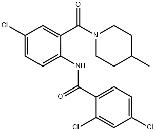 2,4-dichloro-N-{4-chloro-2-[(4-methyl-1-piperidinyl)carbonyl]phenyl}benzamide 구조식 이미지