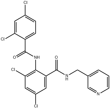 3,5-dichloro-2-[(2,4-dichlorobenzoyl)amino]-N-(3-pyridinylmethyl)benzamide 구조식 이미지