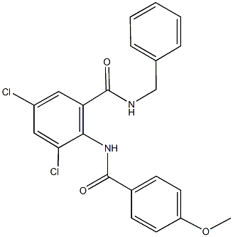 N-benzyl-3,5-dichloro-2-[(4-methoxybenzoyl)amino]benzamide 구조식 이미지