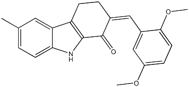 2-(2,5-dimethoxybenzylidene)-6-methyl-2,3,4,9-tetrahydro-1H-carbazol-1-one 구조식 이미지