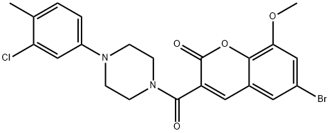 6-bromo-3-{[4-(3-chloro-4-methylphenyl)piperazin-1-yl]carbonyl}-8-methoxy-2H-chromen-2-one 구조식 이미지