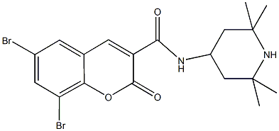 6,8-dibromo-2-oxo-N-(2,2,6,6-tetramethyl-4-piperidinyl)-2H-chromene-3-carboxamide 구조식 이미지