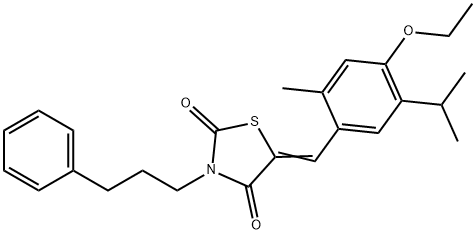 5-(4-ethoxy-5-isopropyl-2-methylbenzylidene)-3-(3-phenylpropyl)-1,3-thiazolidine-2,4-dione 구조식 이미지