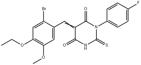 5-(2-bromo-4-ethoxy-5-methoxybenzylidene)-1-(4-fluorophenyl)-2-thioxodihydro-4,6(1H,5H)-pyrimidinedione Structure