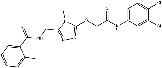 N-[(5-{[2-(3,4-dichloroanilino)-2-oxoethyl]sulfanyl}-4-methyl-4H-1,2,4-triazol-3-yl)methyl]-2-fluorobenzamide 구조식 이미지