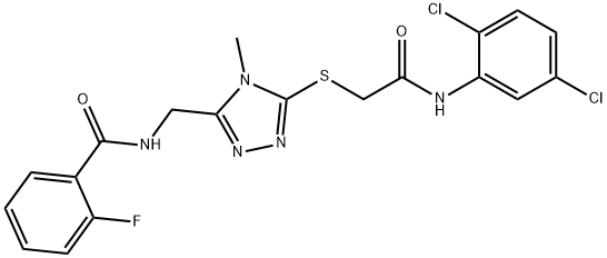 N-[(5-{[2-(2,5-dichloroanilino)-2-oxoethyl]sulfanyl}-4-methyl-4H-1,2,4-triazol-3-yl)methyl]-2-fluorobenzamide 구조식 이미지