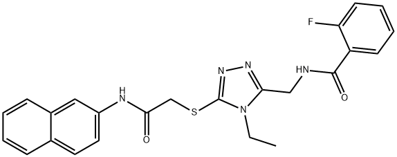 N-[(4-ethyl-5-{[2-(2-naphthylamino)-2-oxoethyl]sulfanyl}-4H-1,2,4-triazol-3-yl)methyl]-2-fluorobenzamide 구조식 이미지